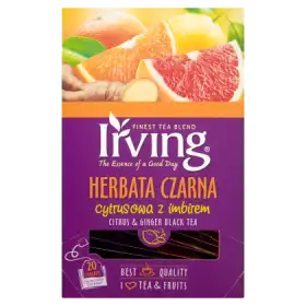 Irving Herbata czarna cytrusowa z imbirem 30 g (20 torebek)