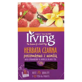Irving Herbata czarna poziomkowa z wanilią 30 g (20 torebek)