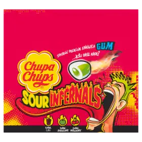 Chupa Chups Sour Infernals Wielosmakowe kwaśne gumy do żucia 308 g (80 sztuk)