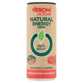 Veroni Active Natural Energy Drink Napój gazowany energetyzujący granat & grejpfrut 250 ml