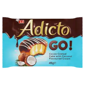 Eti Adicto Go! Ciastko w polewie kakaowej z kremem o smaku kokosowym 45 g