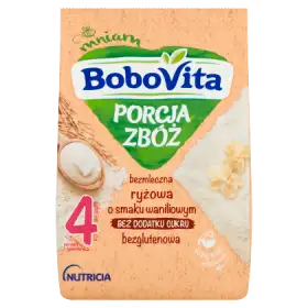 BoboVita Porcja Zbóż Kaszka bezmleczna ryżowa o smaku waniliowym po 4 miesiącu 170 g