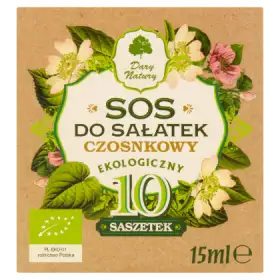 Dary Natury Ekologiczny sos do sałatek czosnkowy 10 x 15 ml