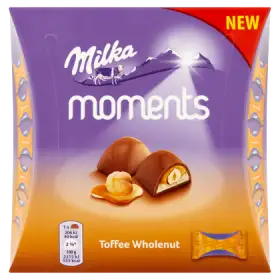 Milka Moments Czekolada mleczna Toffee Wholenut 97 g (11 sztuk)