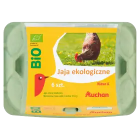 Auchan Bio Jaja ekologiczne różnej wielkości 6 sztuk