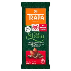 Trapa Czekolada gorzka 80% kakao ze stewią bez dodatku cukru 75 g