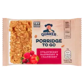 Quaker Porridge To Go Batonik owsiany o smaku owoców jagodowych truskawek żurawiny 55 g
