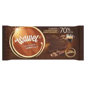 Wawel Czekolada gorzka 70% Cocoa z drobinkami kawy i ziarna kakaowego 100 g