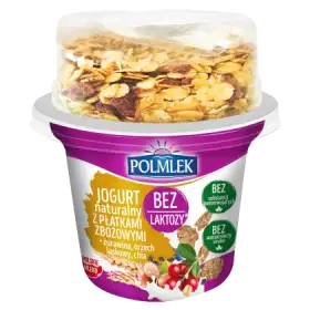 Polmlek Jogurt naturalny z płatkami zbożowymi + żurawina orzech laskowy chia 185 g