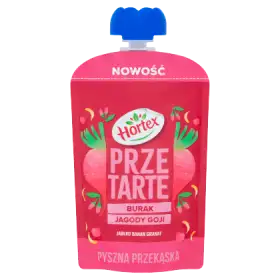 Hortex Przetarte Premium mus owocowo-warzywny jabłko banan burak granat jagody goji 100 g