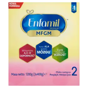 Enfamil Premium MFGM 2 Mleko następne powyżej 6. miesiąca życia 1200 g (3 x 400 g)
