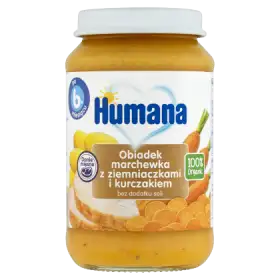 Humana 100% Organic Obiadek marchewka z ziemniaczkami i kurczakiem po 6. miesiącu 190 g