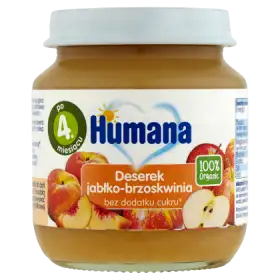 Humana 100% Organic Deserek jabłko-brzoskwinia po 4. miesiącu 125 g