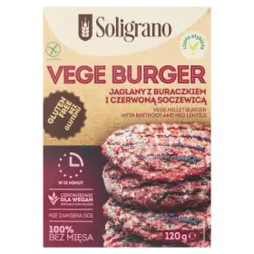 Soligrano Vege burger jaglany z buraczkiem i czerwoną soczewicą 120 g