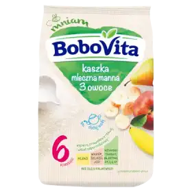 BoboVita Kaszka mleczna manna 3 owoce po 6 miesiącu 230 g