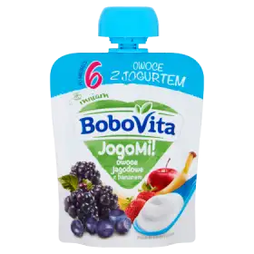 BoboVita JogoMi! Owoce z jogurtem owoce jagodowe z bananem po 6 miesiącu 80 g
