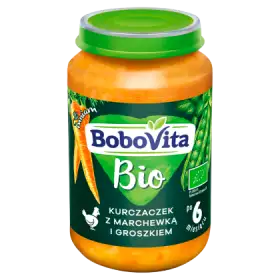 BoboVita Bio Kurczaczek z marchewką i groszkiem po 6 miesiącu 190 g