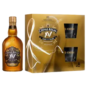 Chivas Regal Aged 15 Years Blended Scotch Whisky 0,7 l i szklanki