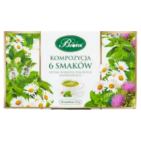 Bifix Zestaw herbatek ziołowych ekspresowych kompozycja 6 smaków 105 g (60 x 1,75 g)