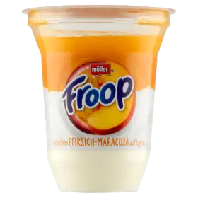 Müller Froop Produkt mleczny na bazie jogurtu z wsadem owocowym o smaku brzoskwini i marakui 150 g