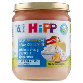 HiPP BIO Dla Małych Smakoszy Jabłka z pitają marakują i jogurtem po 6. miesiącu 160 g