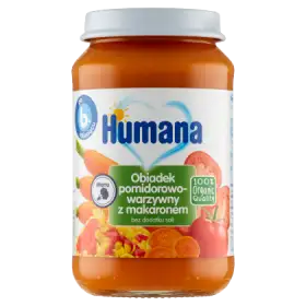 Humana 100% Organic Obiadek pomidorowo-warzywny z makaronem po 6. miesiącu 190 g
