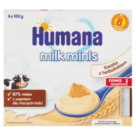 Humana Milk Minis Deserek mleczny kaszka z herbatnikiem po 8. miesiącu 400 g (4 x 100 g)