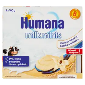 Humana Milk Minis Deserek mleczny kaszka waniliowa po 8. miesiącu 400 g (4 x 100 g)