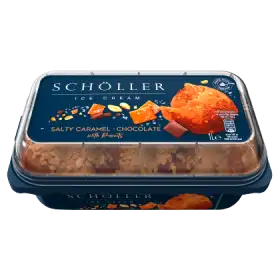Schöller Lody karmelowe z solą i lody czekoladowe z kawałkami orzeszków ziemnych 1 l