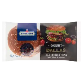 Schulstad Gourmet Dallas Bułki pszenne z makiem i nasionami sezamu do hamburgerów 324 g (4 x 81 g)