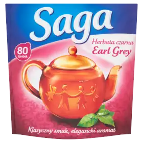 Saga Earl Grey Herbata czarna 120 g (80 torebek)