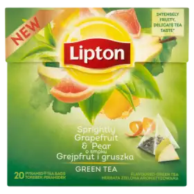 Lipton o smaku Grejpfrut i gruszka Herbata zielona aromatyzowana 30 g (20 torebek)