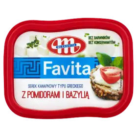 Mlekovita Favita Serek kanapkowy typu greckiego z pomidorami i bazylią 150 g