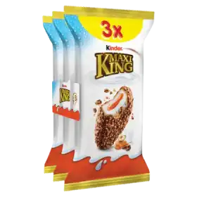 Kinder Maxi King Wafel z mlecznym i karmelowym nadzieniem pokryty czekoladą i orzechami 3 x 35 g