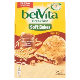 belVita Breakfast Ciastka zbożowe z nadzieniem o smaku czekoladowo-orzechowym 250 g