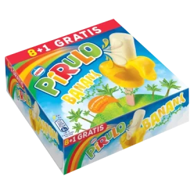 Pirulo Banani Lody wodne żelowe o smaku bananowym i lody waniliowe 405 ml (9 sztuk)