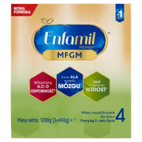 Enfamil Premium MFGM 4 Mleko modyfikowane dla dzieci powyżej 2. roku życia 1200 g (3 x 400 g)
