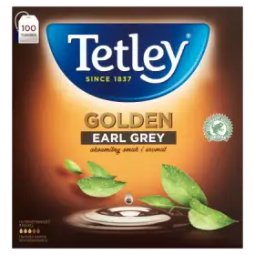 Tetley Golden Earl Grey Herbata czarna aromatyzowana 180 g (100 x 1,8 g)