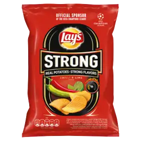 Lay's Strong Chipsy ziemniaczane karbowane o smaku ostrego chilli i limonki 65 g