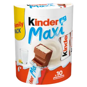 Kinder Maxi Batonik z mlecznej czekolady z nadzieniem mlecznym 210 g (10 sztuk)