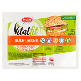 Incola Vitalfit Bułki jasne superfoods z ziarnami 180 g (3 x 60 g)