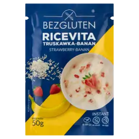 Bezgluten RiceVita Płatki ryżowe truskawka-banan 50 g