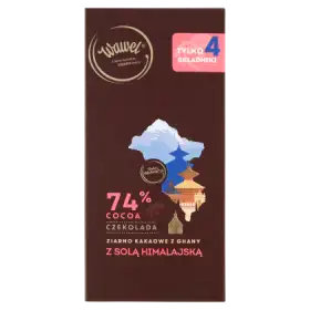Wawel Czekolada 74% cocoa ziarno kakaowe z Ghany z solą himalajską 100 g
