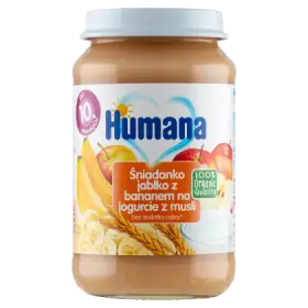Humana 100% Organic Śniadanko jabłko z bananem na jogurcie z musli po 10. miesiącu 190 g