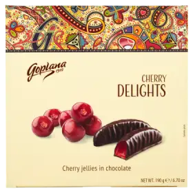 Goplana Cherry Delights Galaretka o smaku wiśniowym w czekoladzie 190 g
