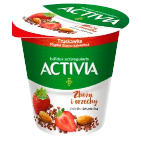 Danone Activia Jogurt truskawka migdał ziarno kakaowca 140 g