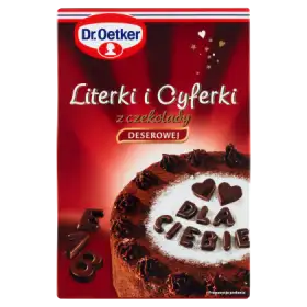 Dr. Oetker Literki i cyferki z czekolady deserowej 60 g (82 sztuki)