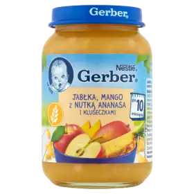 Gerber Jabłka mango z nutką ananasa i kluseczkami dla niemowląt po 10. miesiącu 190 g
