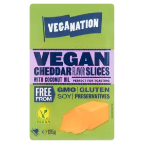 Veganation Wegańskie plastry o smaku Cheddara 125 g