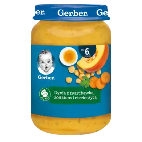 Gerber Dynia z marchewką żółtkiem i ciecierzycą dla niemowląt po 6. miesiącu 190 g